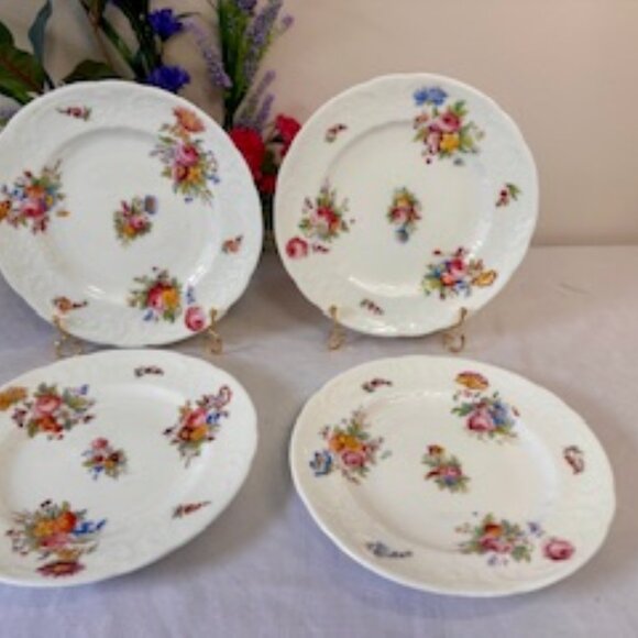 Vintage Coalport Sevres Floral Embossed Side Plates England Porcelain Vibrant - Picture 3 of 8